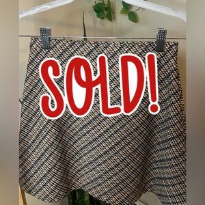 Free People Women's Tan and Brown Plaid Skirt